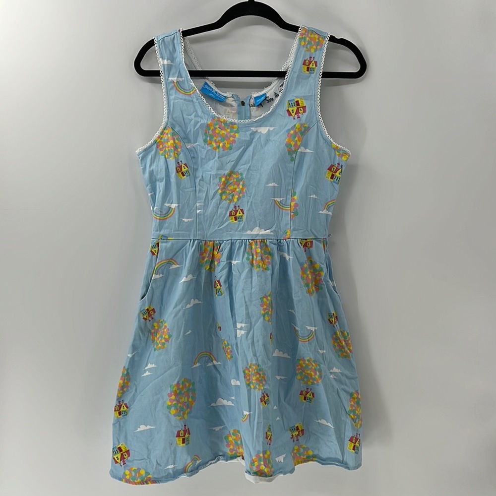 Loungefly Light Blue Mini Dress with Multicolor Up House & Balloons Print